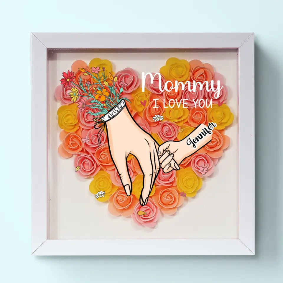 Family Love Blooms Forever - Personalized Flower Shadow Box with LED Light
