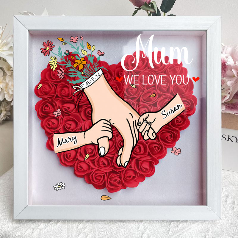 Family Love Blooms Forever – Personalised Mom & Grandma Flower Shadow Box with Names