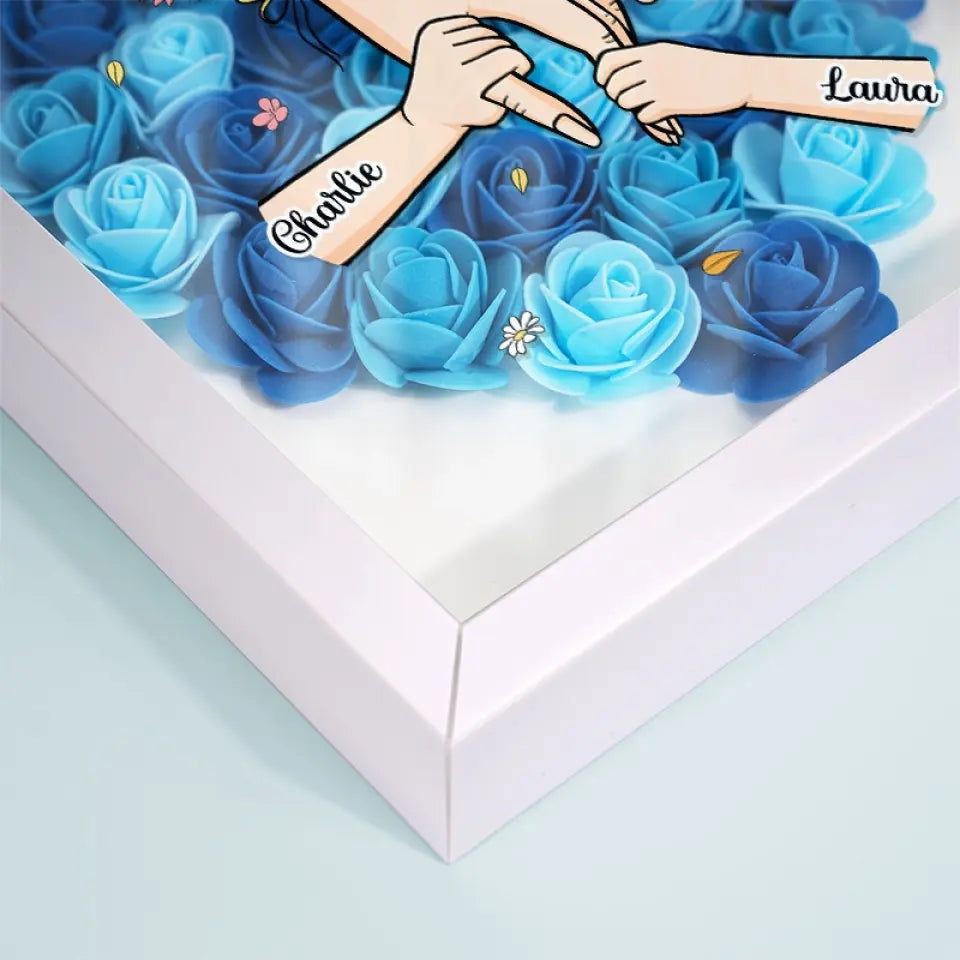 Family Love Blooms Forever - Personalized Flower Shadow Box with LED Light