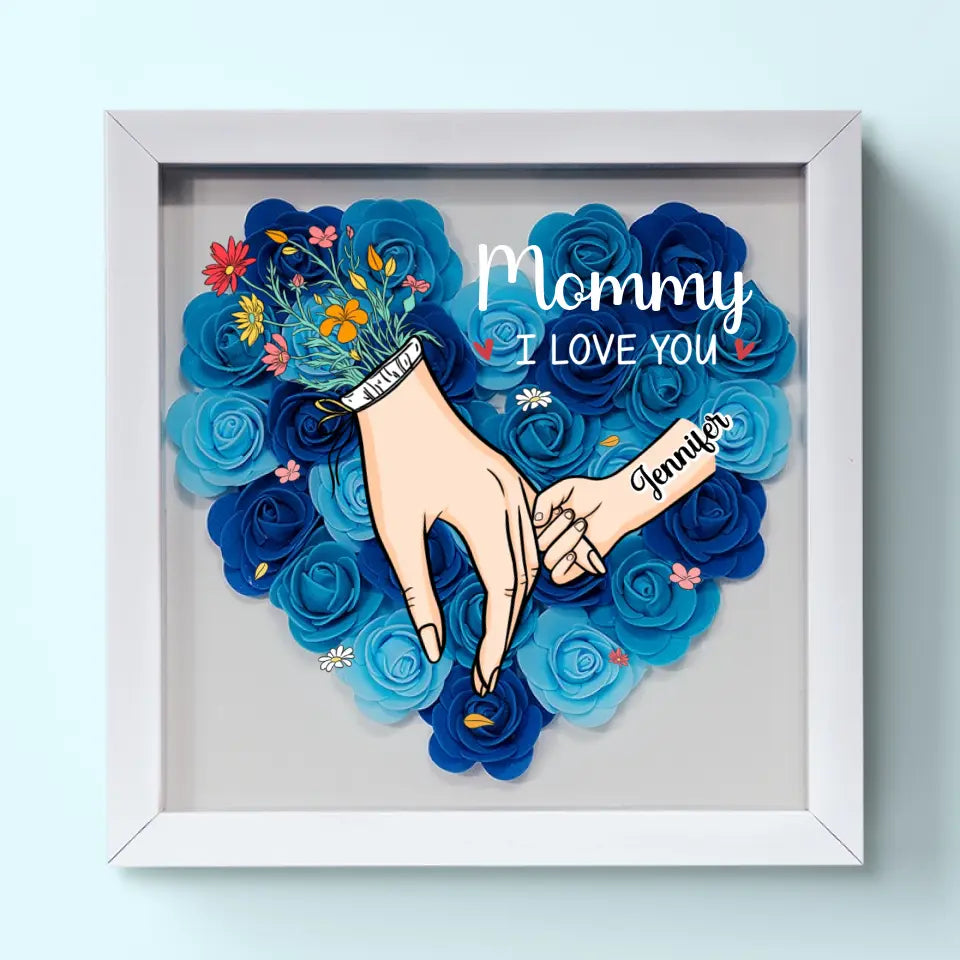 Family Love Blooms Forever - Personalized Flower Shadow Box with LED Light