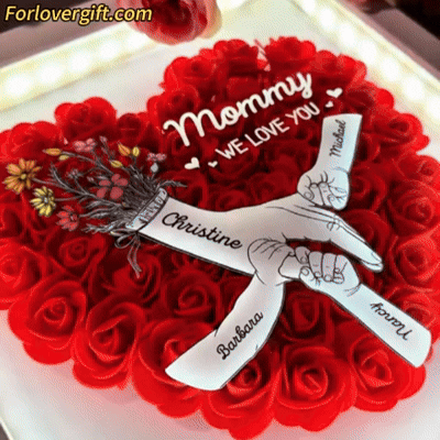 Mom Hands Holding We Love You - Personalized Flower Shadow Box with LED Light