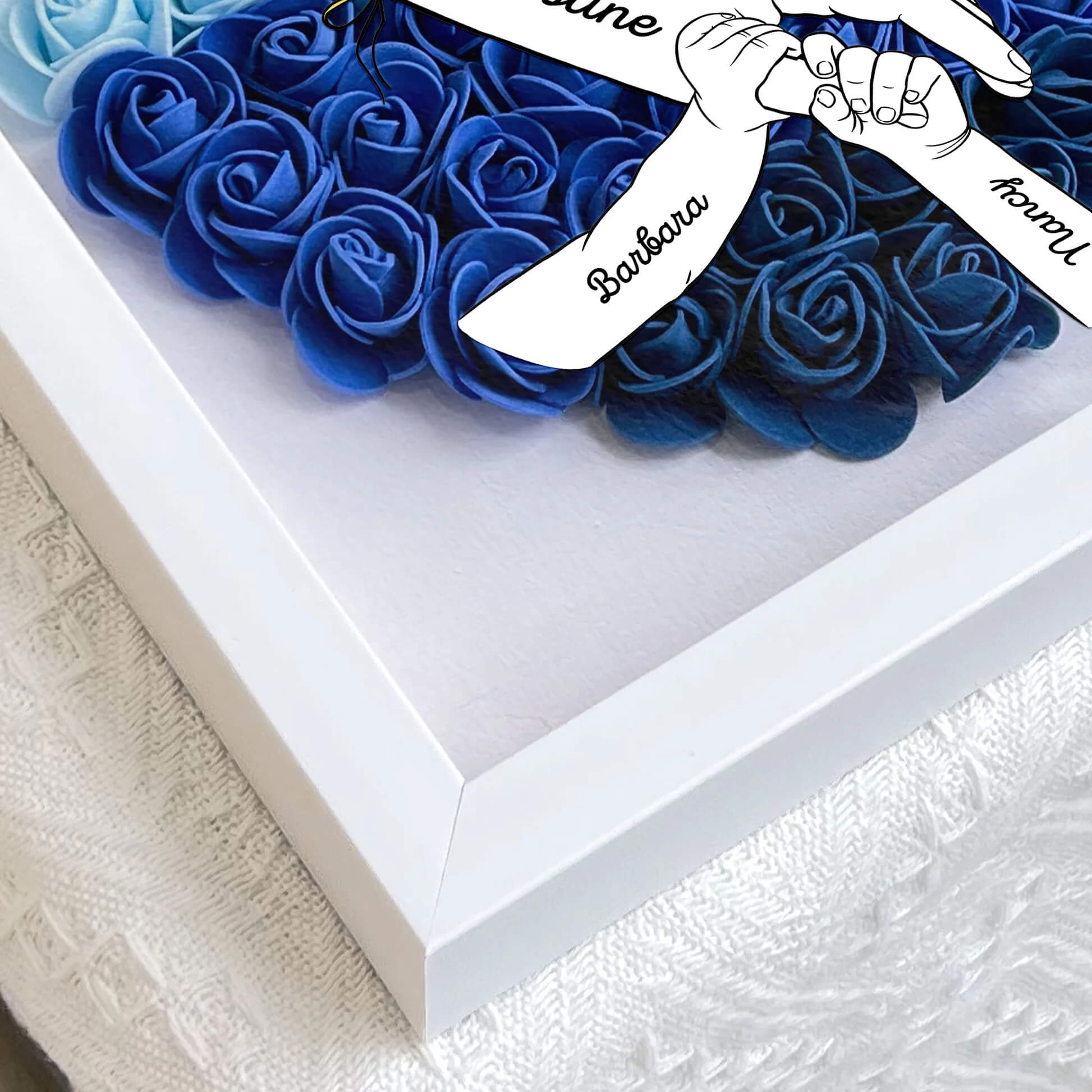 Mom Hands Holding We Love You - Personalized Flower Shadow Box with LED Light