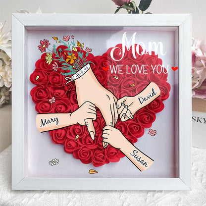 Family Love Blooms Forever – Personalised Mom &amp; Grandma Flower Shadow Box with Names