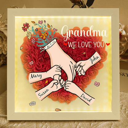 Family Love Blooms Forever - Personalized Flower Shadow Box with LED Light