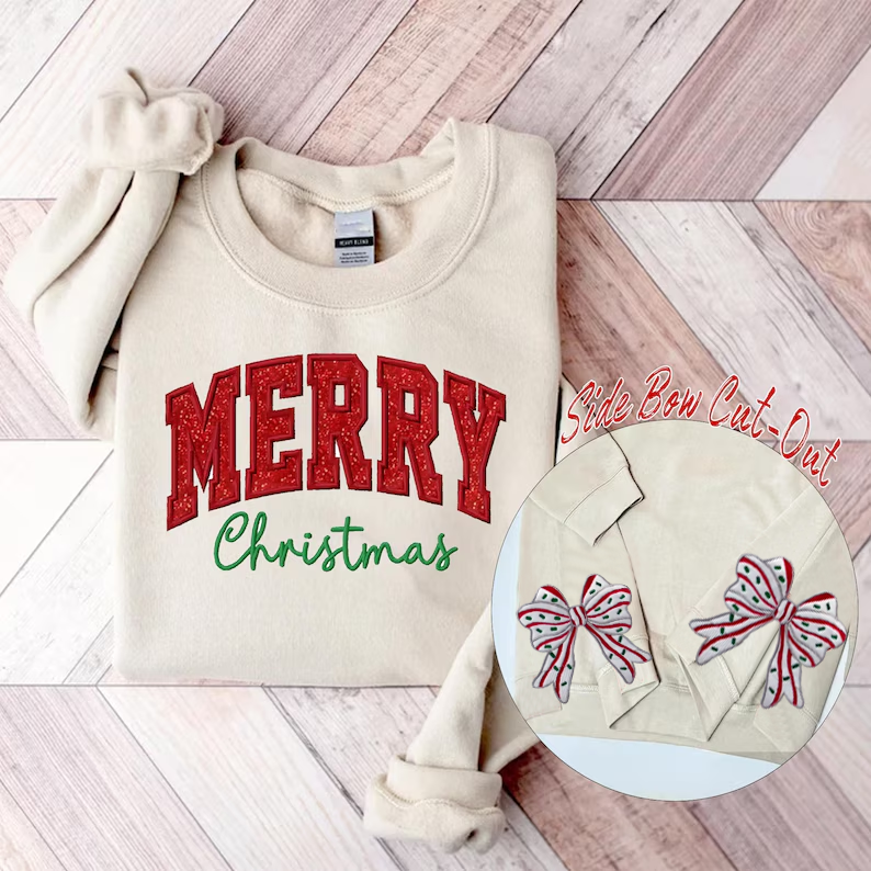 Cute Side Bow Custom Embroidered Crewneck