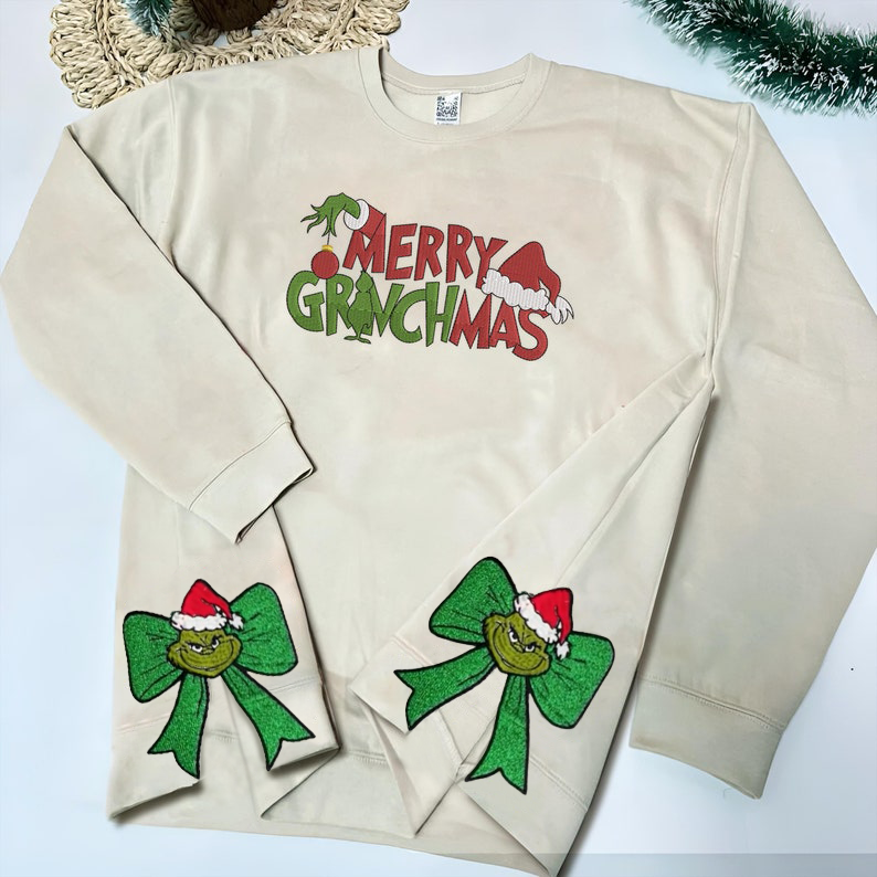 Merry Christmas Grinchmas Bow Sweatshirt