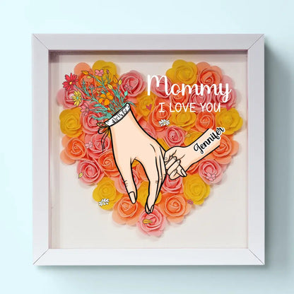 Family Love Blooms Forever - Personalized Flower Shadow Box with LED Light