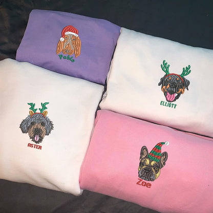 Dog Christmas Embroidered Sweatshirt