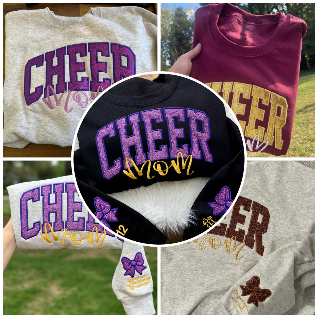 Personalized Cheerleading Bow Mama Sweatshirt