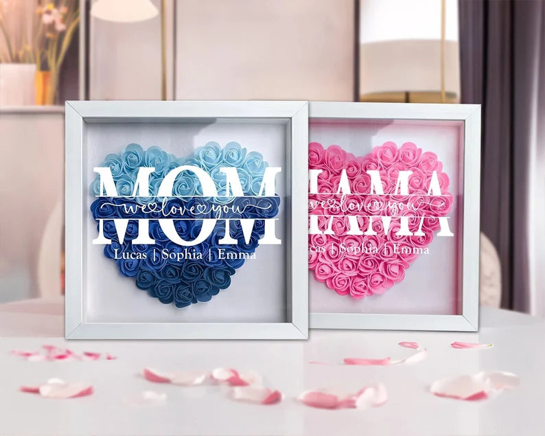 Mom We Love You - Personalized Flower Shadow Box
