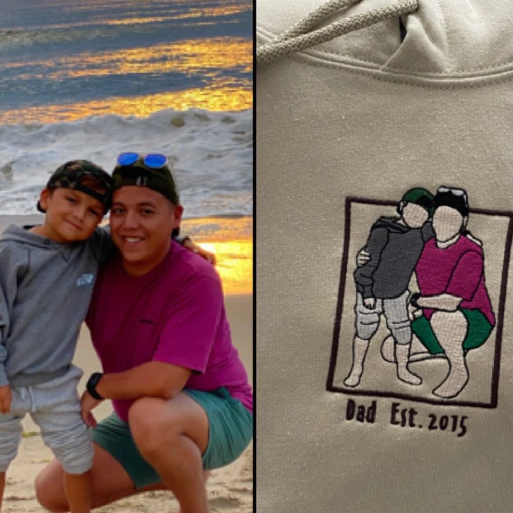 Custom Embroidered Anniversary Sweatshirts  Personalized Full-Color Couple Portrait