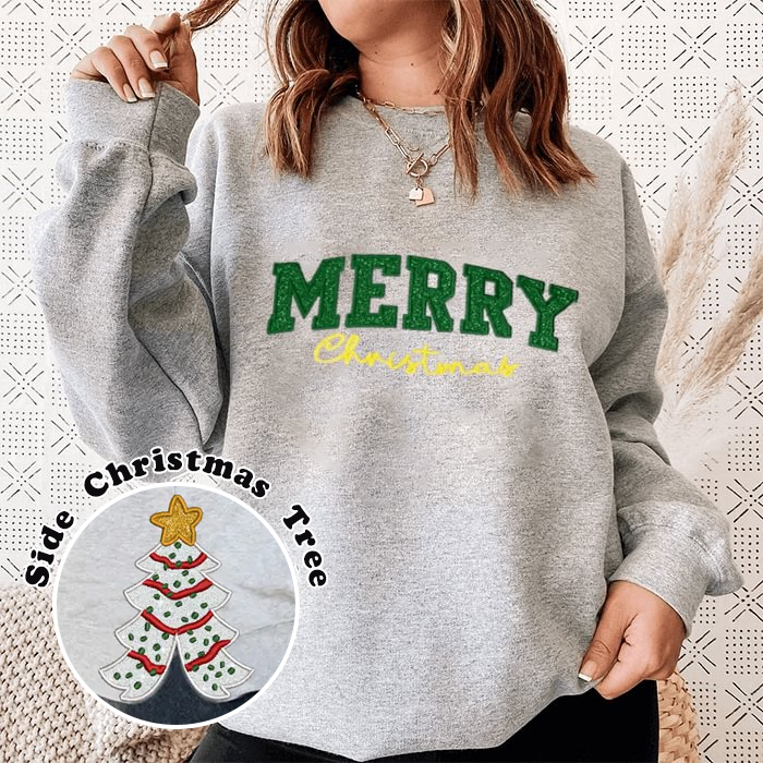 Custom Trendy Side Christmas Tree Sweatshirt