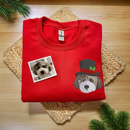 Dog Christmas Embroidered Sweatshirt