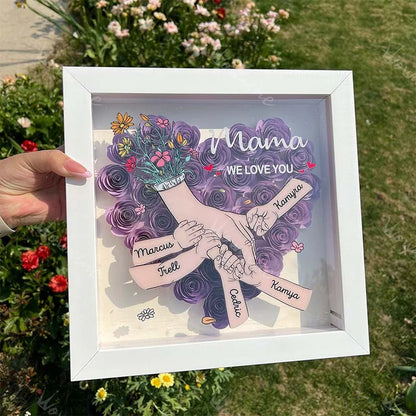 We Love You Mama Hand Holding Pro - Custom Flower Shadow Box