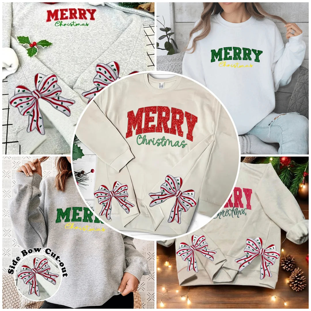 Cute Side Bow Custom Embroidered Crewneck