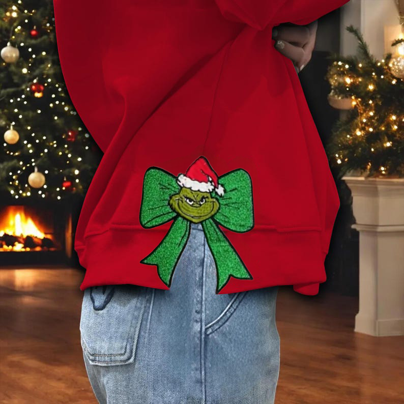 Merry Christmas Grinchmas Bow Sweatshirt