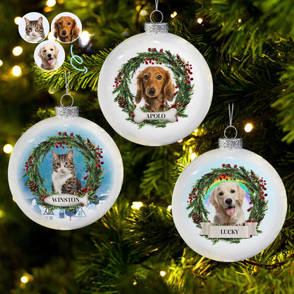 Christmas anniversary gift for pet lovers - Personalised white ornament