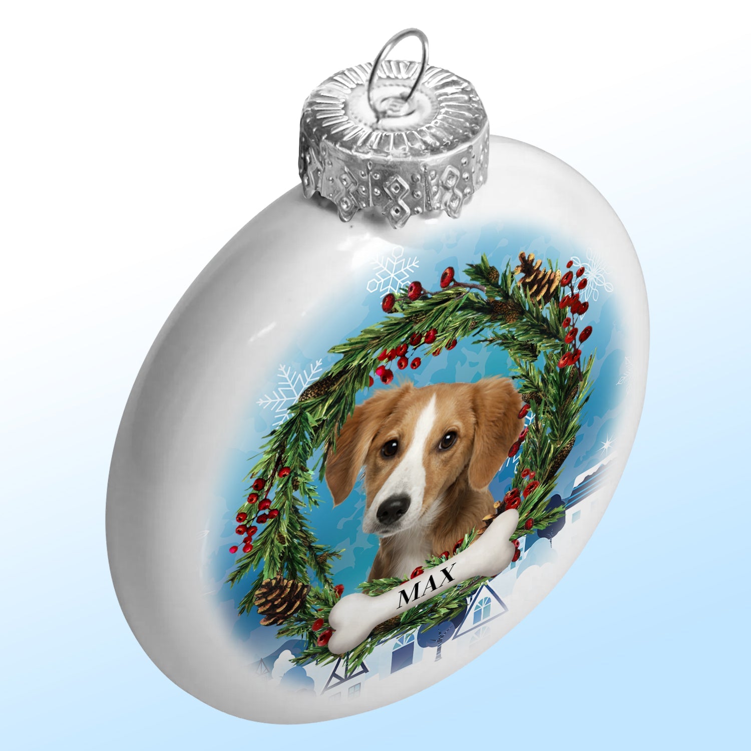 Christmas anniversary gift for pet lovers - Personalised white ornament