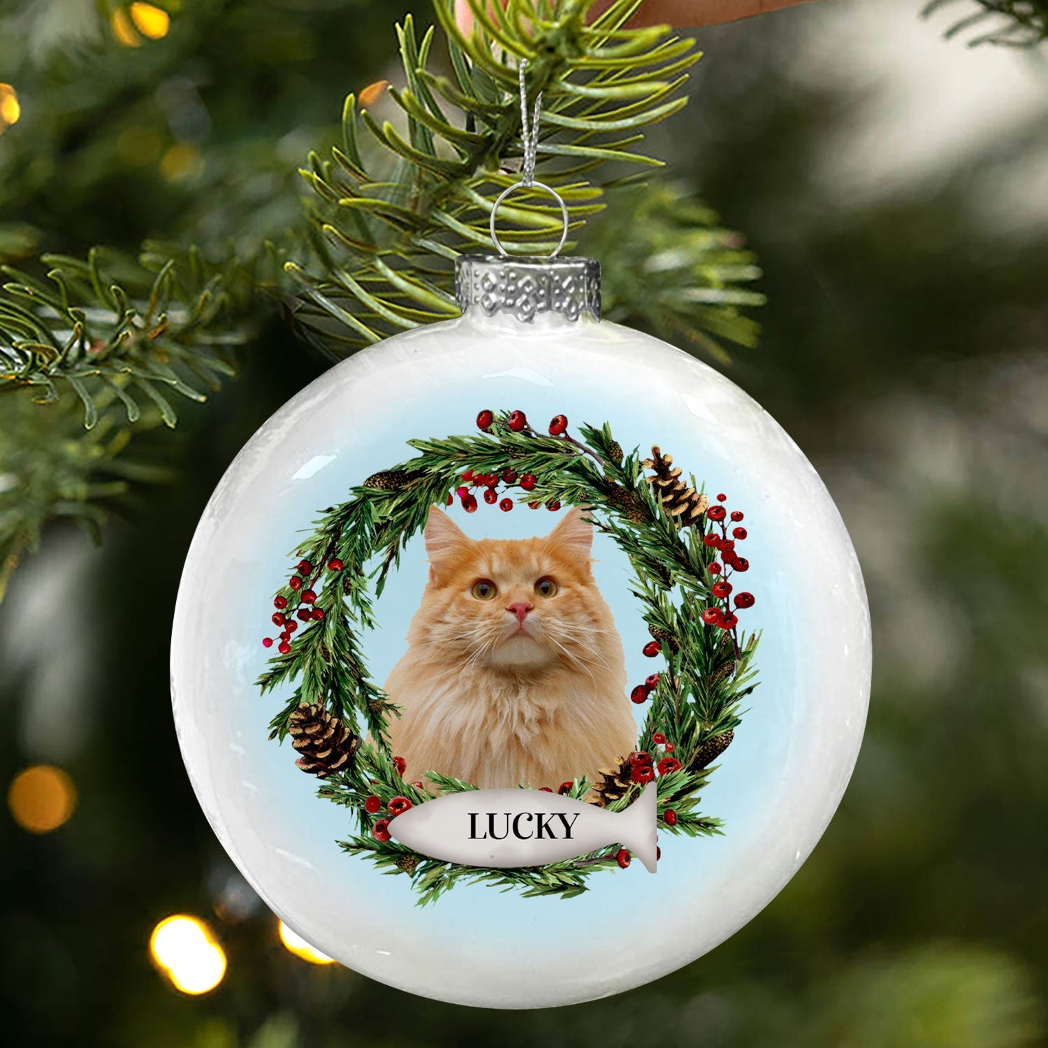 Christmas anniversary gift for pet lovers - Personalised white ornament