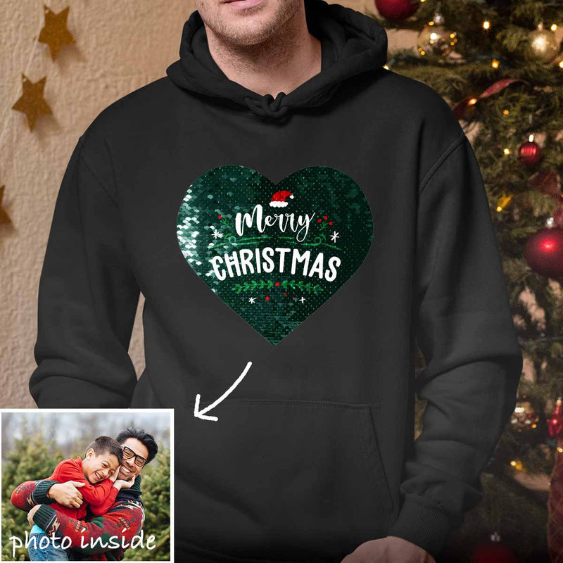 Custom Christmas Flip Sequin Hoodie (Double Print)