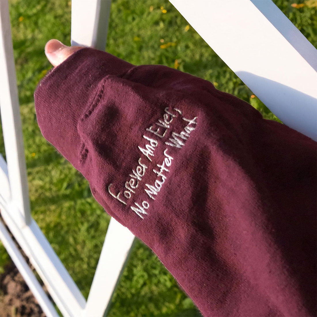 Custom Embroidered Sweatshirts &amp; Hoodies - Personalized Handwriting Message for Couples