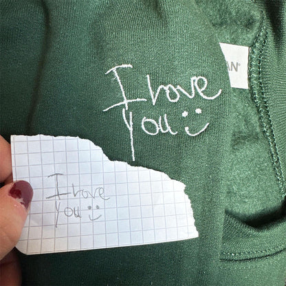 Custom Embroidered Sweatshirts &amp; Hoodies - Personalized Handwriting Message for Couples