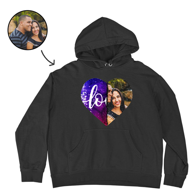 Custom Love Flip Sequin Hoodie (Double Print)