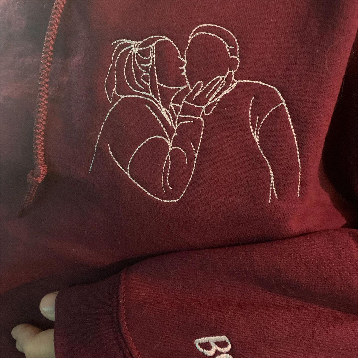 Custom Embroidered Outline Sweatshirts &amp; Hoodies - Personalized Boyfriend and Girl Friend Portrait