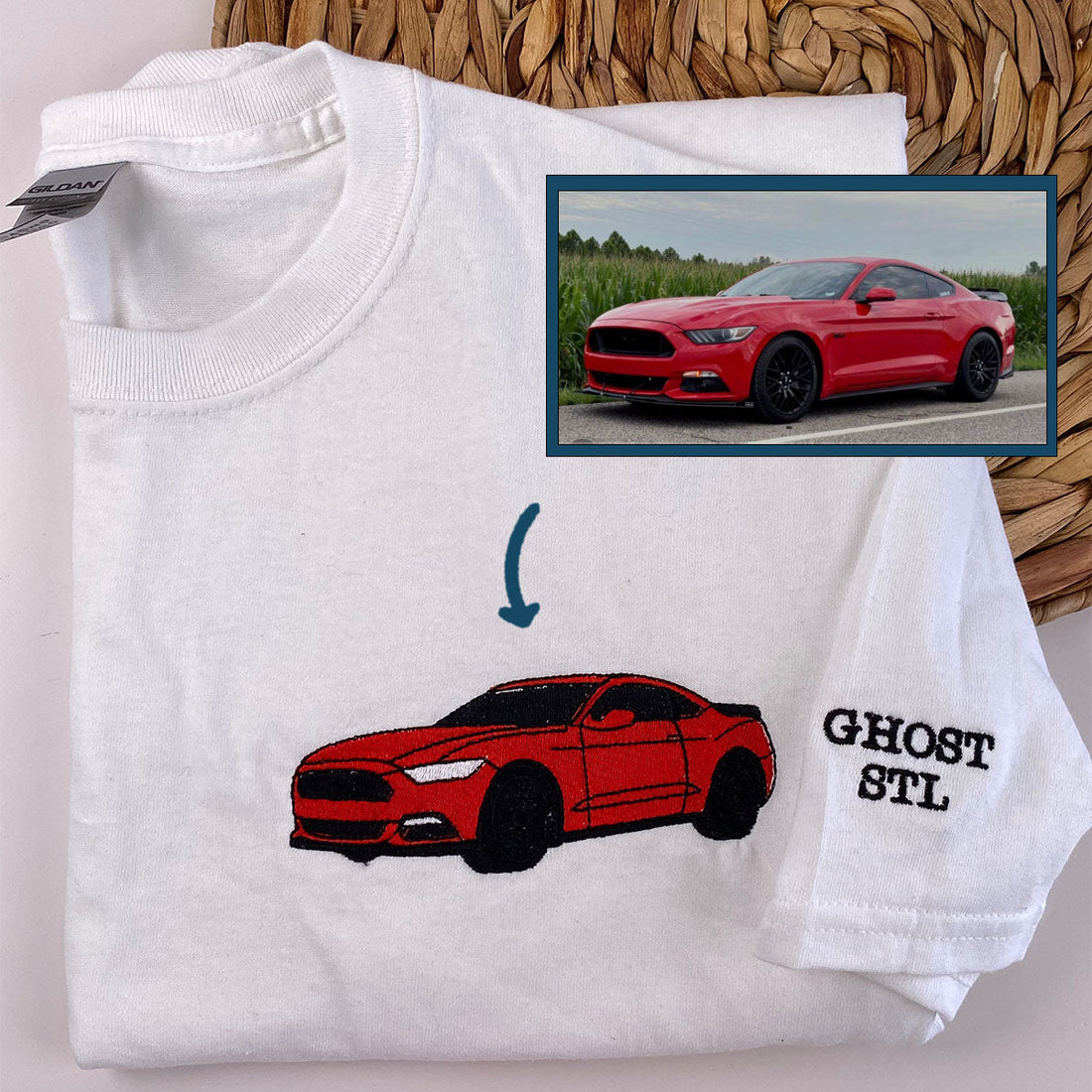 Custom Embroidered Sweatshirts &amp; Hoodies - Personalized Full Color Car Portrait for Car Lovers