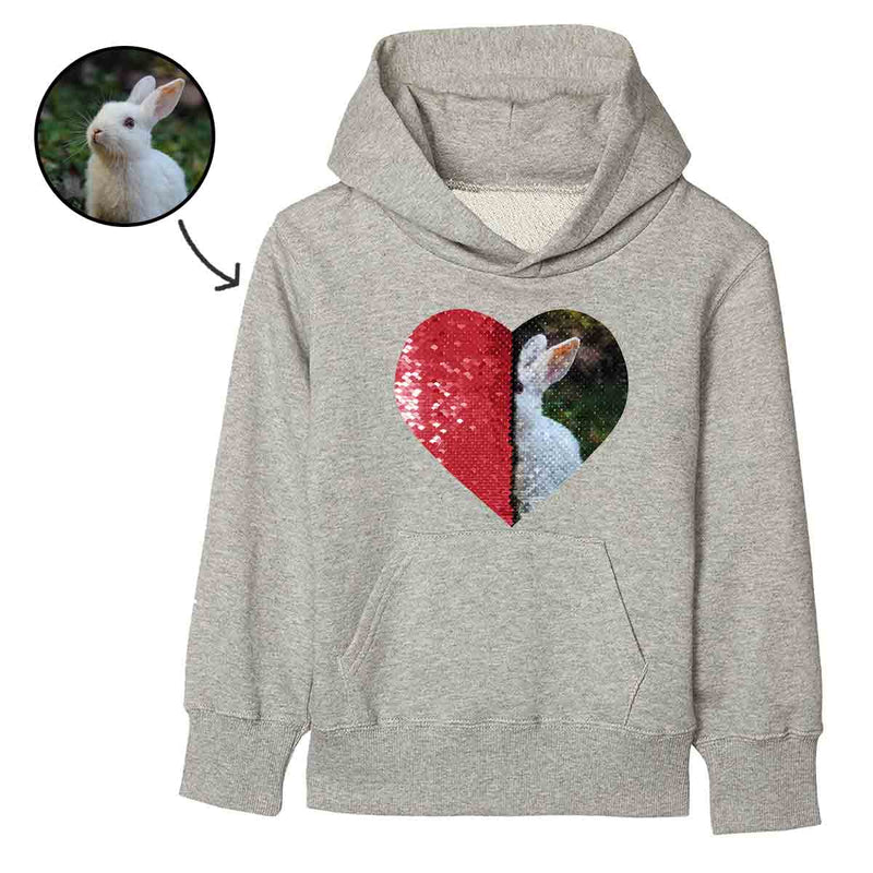 Kids Custom Flip Sequin Hoodie(Heart)