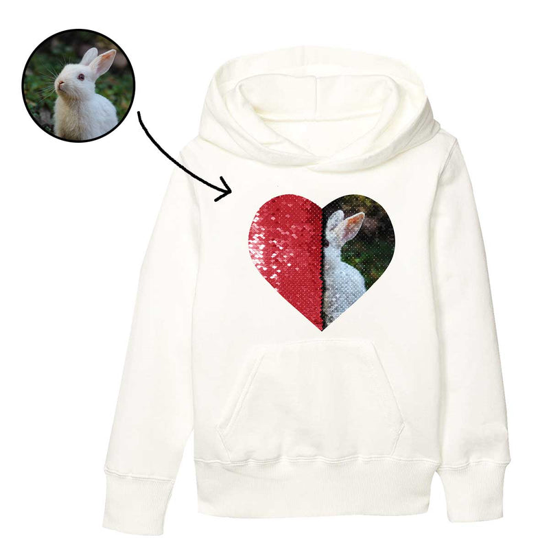 Kids Custom Flip Sequin Hoodie(Heart)