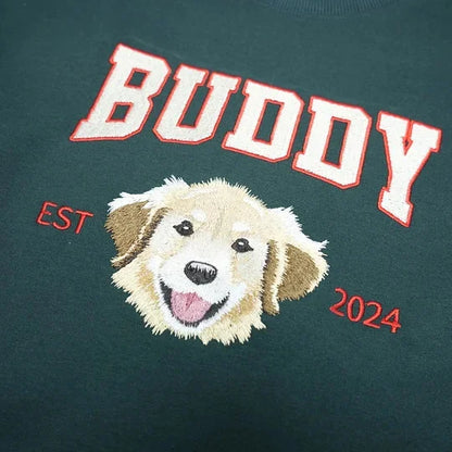 Custom Embroidered Pet Portrait Sweatshirt,With Embroidery Side Ribbon Applique