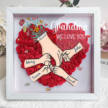 Family Love Blooms Forever - Personalized Flower Shadow Box with LED Light