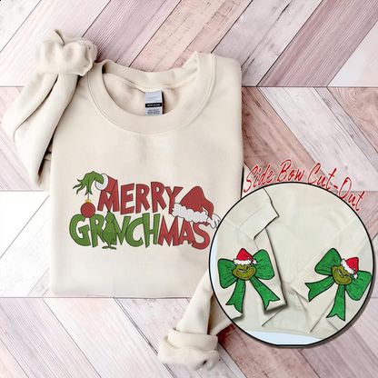 Merry Christmas Grinchmas Bow Sweatshirt