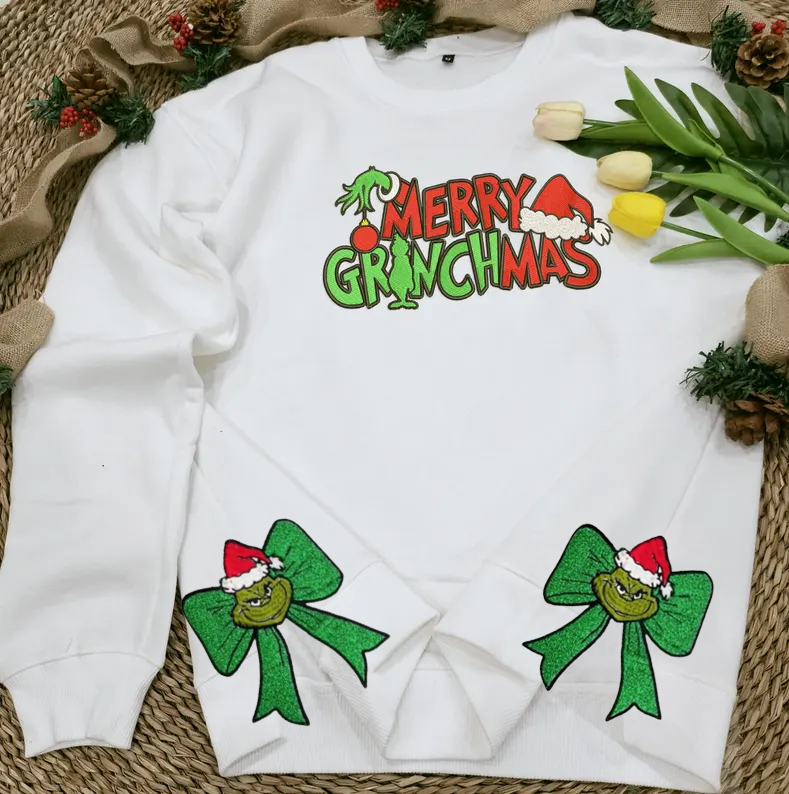 Merry Christmas Grinchmas Bow Sweatshirt