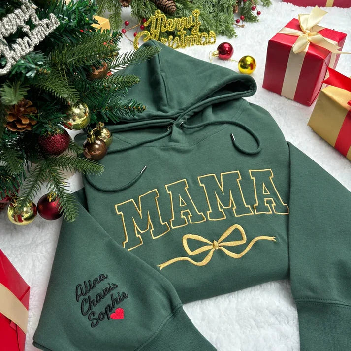 Custom Bow College Mama Embroidered Sweatshirt