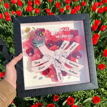 We Love You Mama Hand Holding Pro - Custom Flower Shadow Box