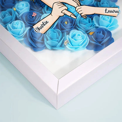 Family Love Blooms Forever - Personalized Flower Shadow Box with LED Light