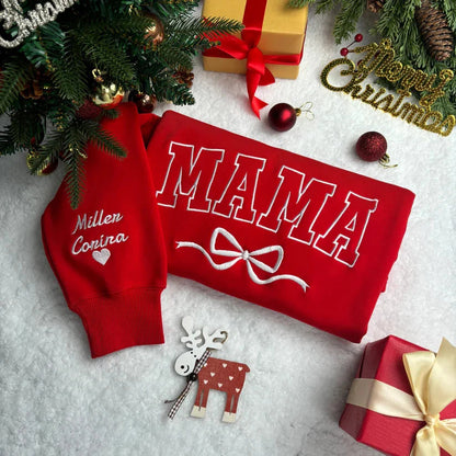 Custom Bow College Mama Embroidered Sweatshirt