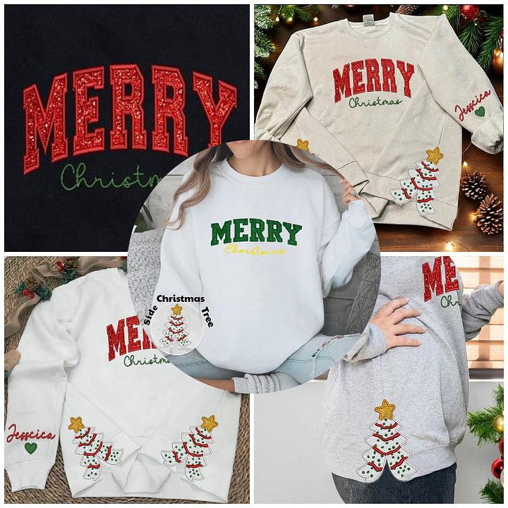 Custom Trendy Side Christmas Tree Sweatshirt