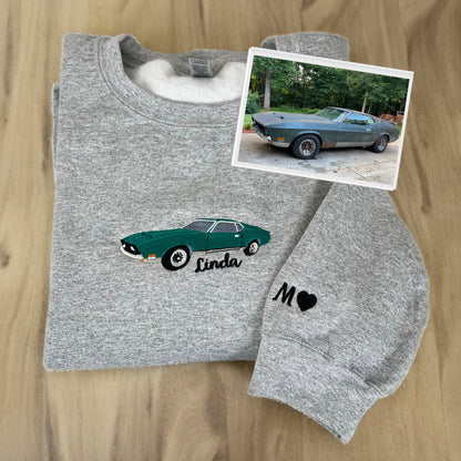 Christmas Gifts for Boyfriend, Custom Car Embroidered Hoodie, Car Lover Gift