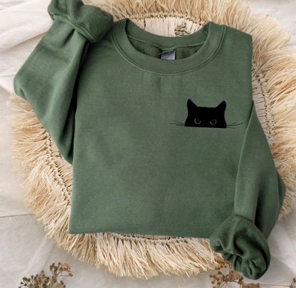 Cute Cat Sweatshirt,Black Cat Shirt,Gift for Cats Lover,Cat Mom Sweatshirt