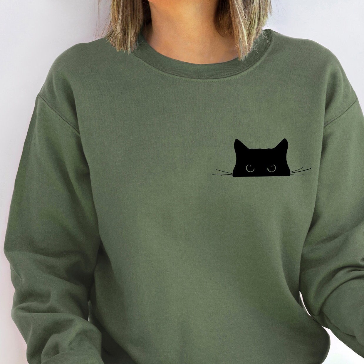 Cute Cat Sweatshirt,Black Cat Shirt,Gift for Cats Lover,Cat Mom Sweatshirt