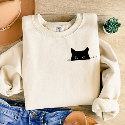 Cute Cat Sweatshirt,Black Cat Shirt,Gift for Cats Lover,Cat Mom Sweatshirt