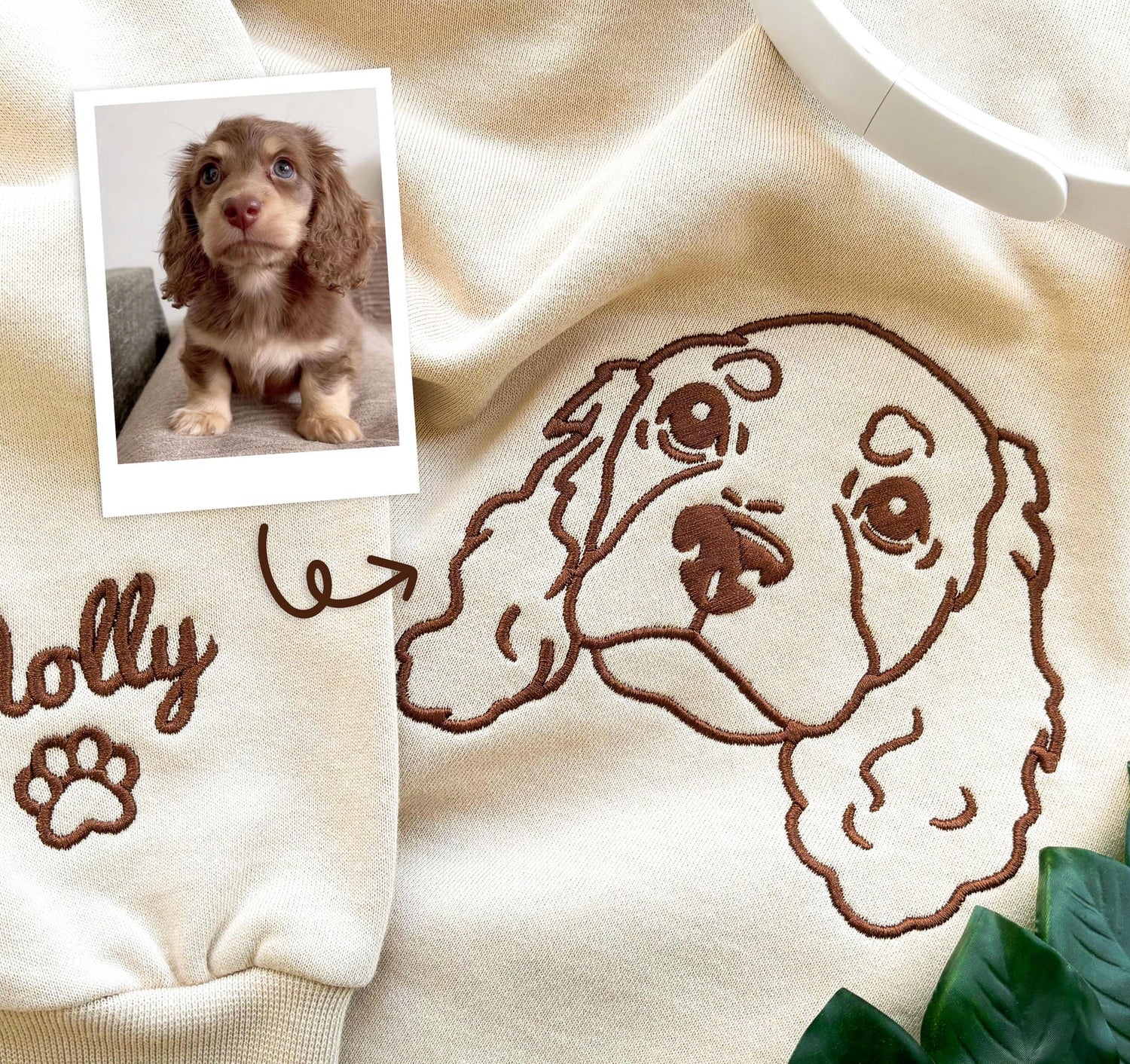 Embroidered Embroidered Pet Face &amp; Name Sweatshirts,Special Birthday Gift for Dog Mom