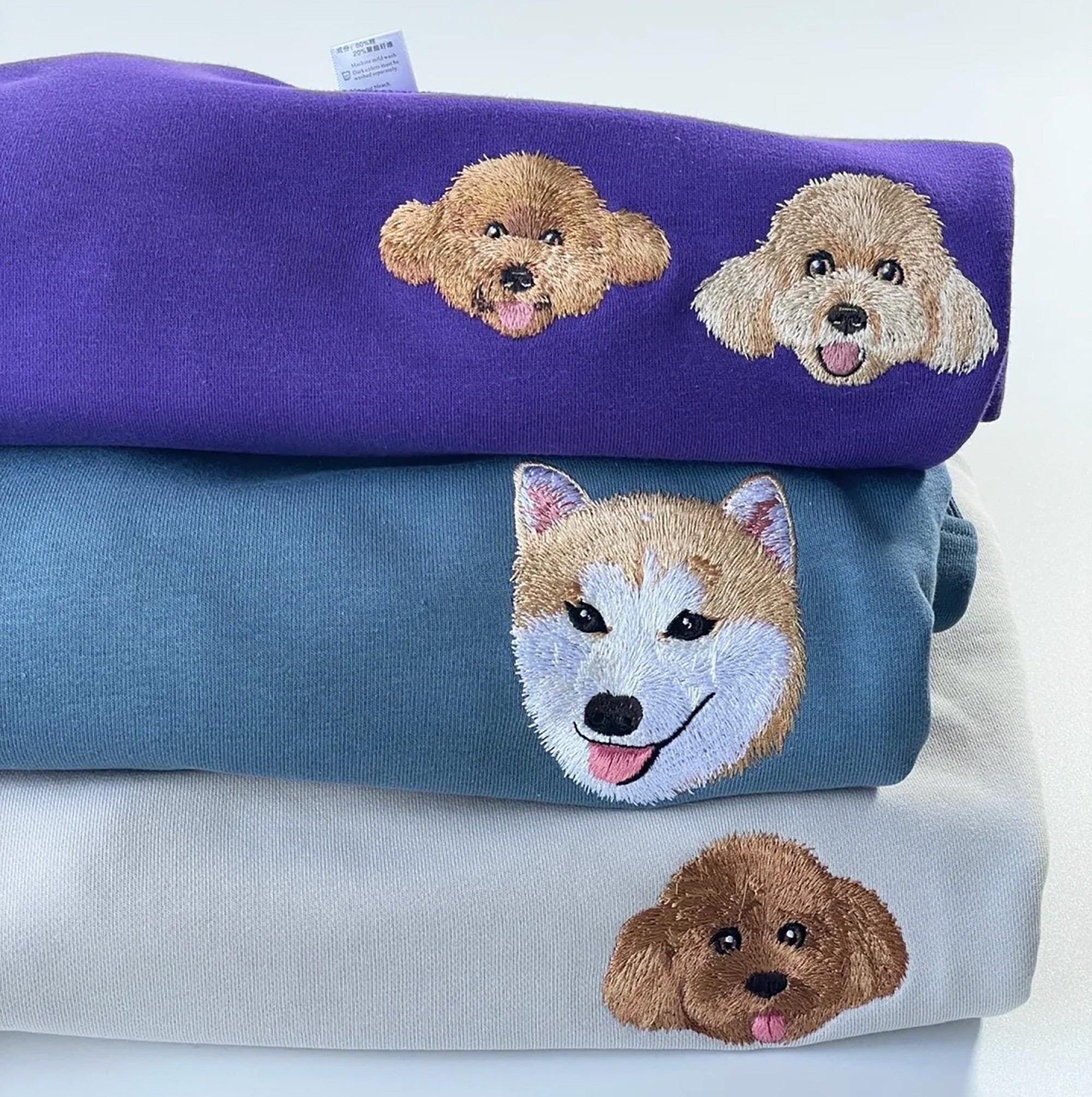 Custom Pet Hoodie Personalized Pet Sweatshirt with Embroidered Pet Face