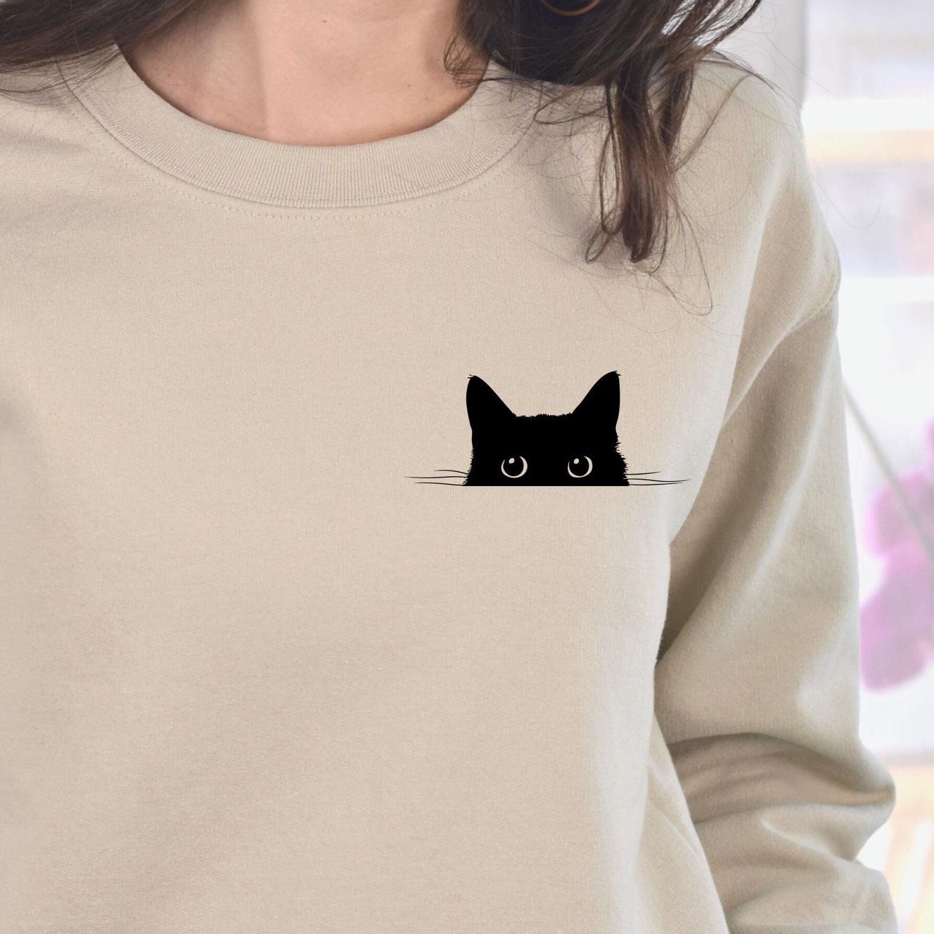 Cute Cat Sweatshirt,Black Cat Shirt,Gift for Cats Lover,Cat Mom Sweatshirt